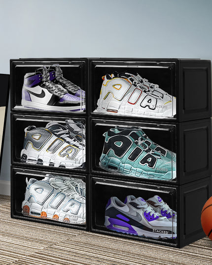 Stacked Shoe Box Acrylic Sneaker Display 6PC Black-1973193709575081990