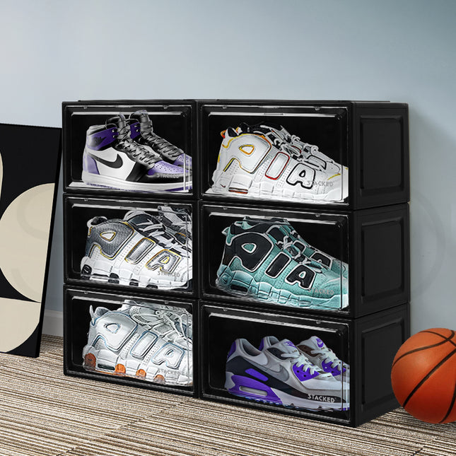 Stacked Shoe Box Acrylic Sneaker Display 6PC Black-1973193709575081990