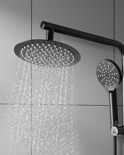 Shower Head High Pressure Set Rain Round Black-1975420484585656326