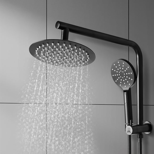 Shower Head High Pressure Set Rain Round Black-1975420484585656326