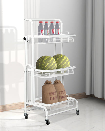 Levede 3 Tier Kitchen Trolley Cart Swivel White Colour-1975420477455339526