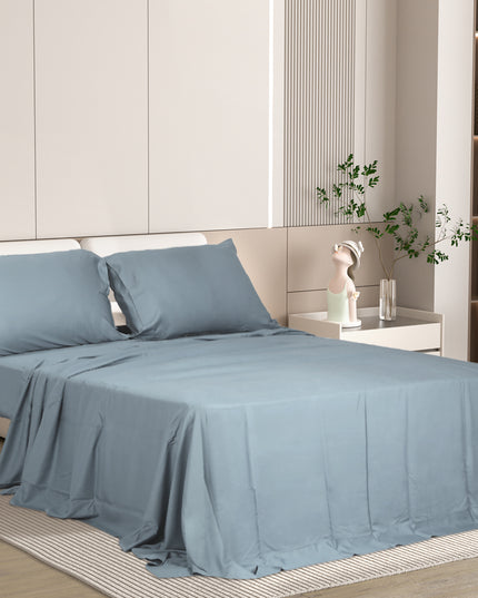 Dreamz 4pcs Double Size 100% Bamboo Bed Sheet Set in Grey Colour-1973194025527808006