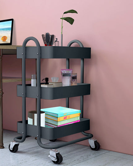 Levede 3 Tiers Kitchen Trolley Cart Grey-1973193876848119814