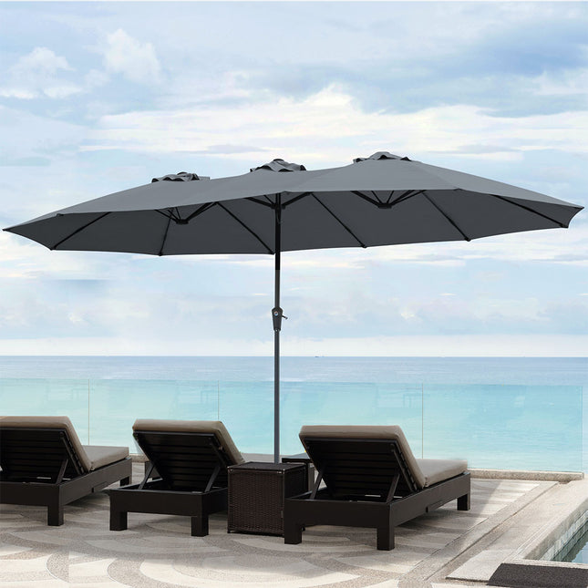 Centra 4.5M Double-sided Patio Umbrella Outdoor Umbrella Base Stand Grey-1973193482596126726