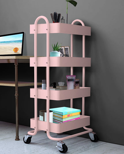 Levede 4 Tiers Kitchen Trolley Cart Pink-1973193877636648966