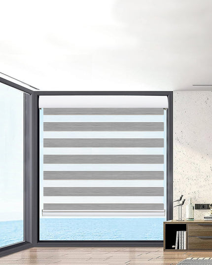 Marlow Blackout Zebra Roller Blind Curtains 180x210 Grey-1973194065474359302