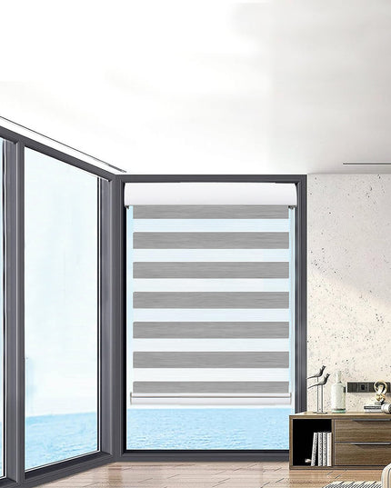 Marlow Blackout Zebra Roller Blind Curtains 60x210 Grey-1975420491334291462