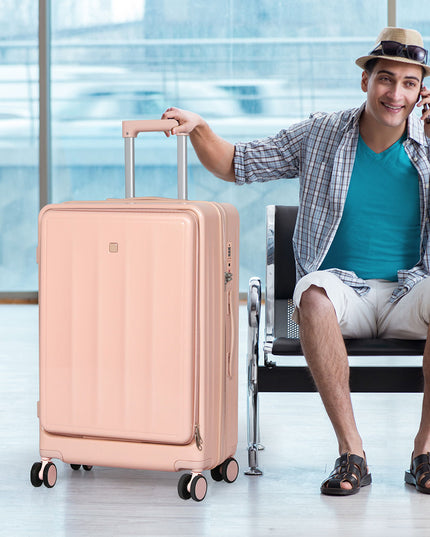 Slimbridge 26" Luggage Trolley Travel Hard Pink-1975420322798768134