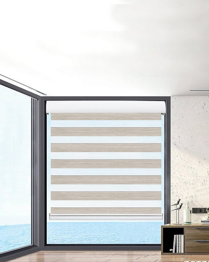 Marlow Blackout Zebra Roller Blind Curtains 150x210 Beige-1973194065277227014