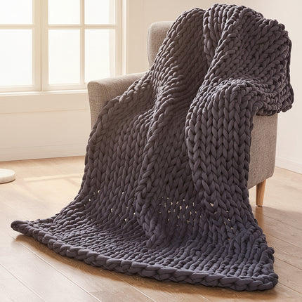 Dreamz Knitted Weighted Blanket Chunky Dark Grey Queen 9KG-1973194040547610630