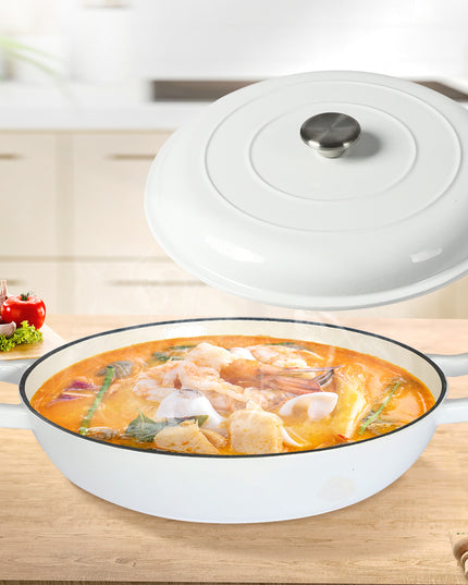 TOQUE 3.5L Enamel Dutch Oven Pan in White Colour-1973193931529261062