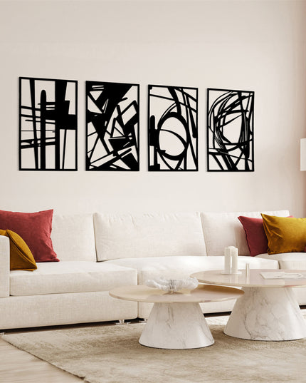 Yezi Metal Wall Art 4Pcs Abstract Minimalist Line Decor-1975420342675574790