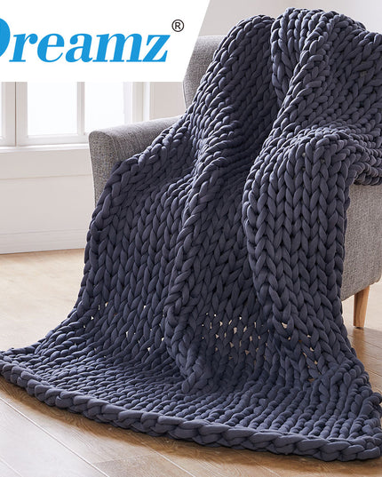 Dreamz Knitted Weighted Blanket Chunky Dark Grey Double 7KG-1973194040107208710