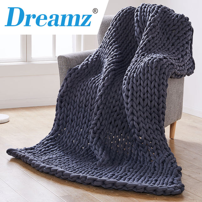 Dreamz Knitted Weighted Blanket Chunky Dark Grey Double 7KG-1973194040107208710