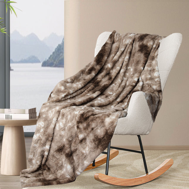 Dreamz Luxury Tie-dyed Blanket Brown 127cm x 152cm-1973193426723803143