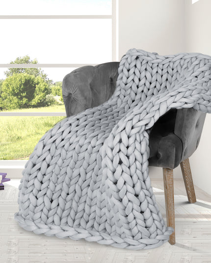 Dreamz Knitted Weighted Blanket Chunky Grey Kids-1973194040325312518