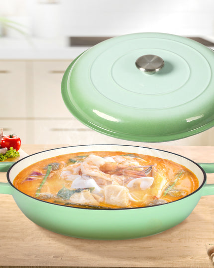 TOQUE 3.5L Enamel Dutch Oven Pan in Green Colour-1973193931340517382