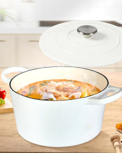 TOQUE 4L Enamel Dutch Oven Pot in White Colour-1973193930958835718