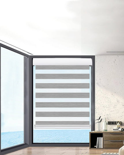 Marlow Blackout Zebra Roller Blind Curtains 90x210 Grey-1973194066216751110