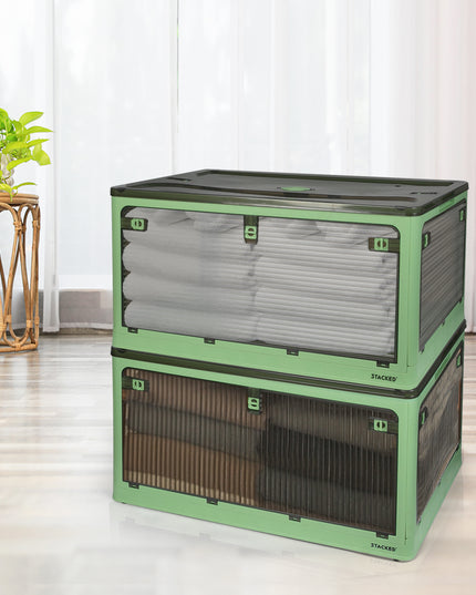 Storage Box Plastic Stackable Container L Green Large-1973193712070692870