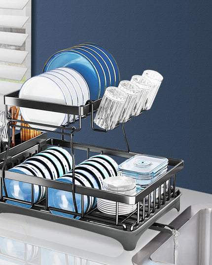 TOQUE Detachable Dish Drying Rack Cutlery Black-1973193928903626758