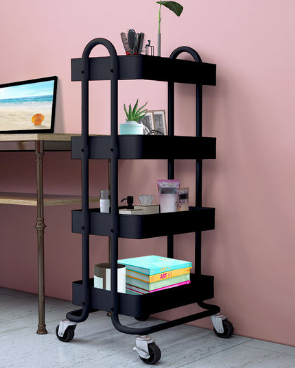 Levede 4 Tiers Kitchen Trolley Cart Black-1973193877439516678
