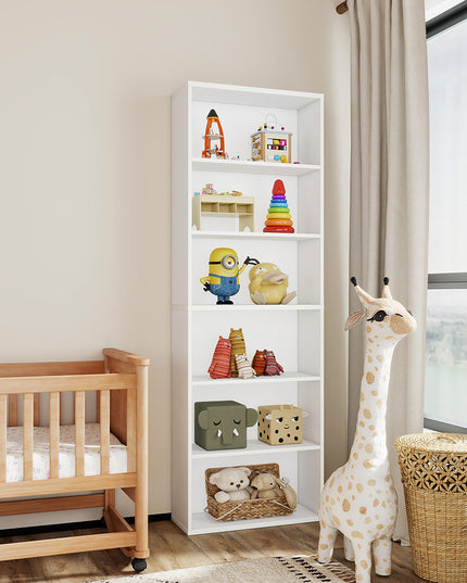 Levede 6 Tier Book Shelf Adjustable Shelves White-1984023719693127686