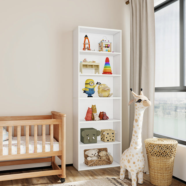 Levede 6 Tier Book Shelf Adjustable Shelves White-1984023719693127686