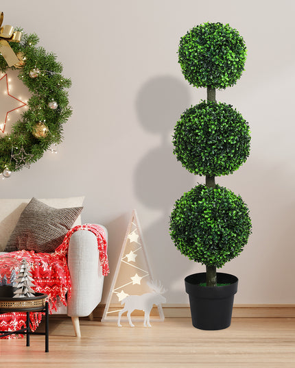 Lambu Artificial Triple Ball Boxwood Trees-1975420333049647110