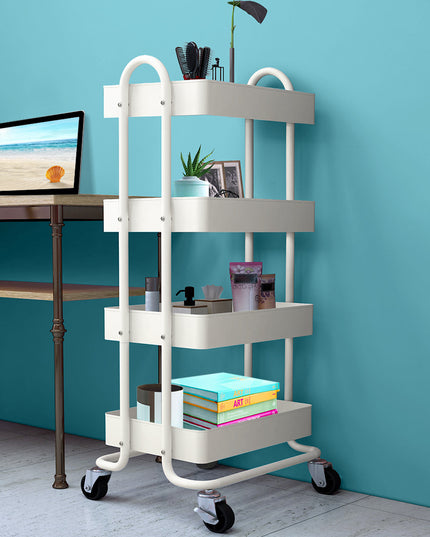 Levede 4 Tiers Kitchen Trolley Cart White-1973193877846364168
