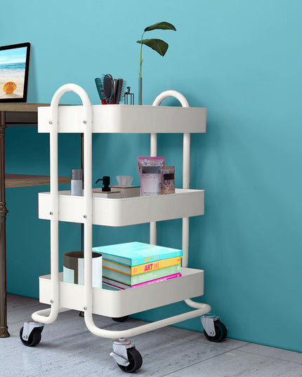 Levede 3 Tiers Kitchen Trolley Cart White-1973193877229801479