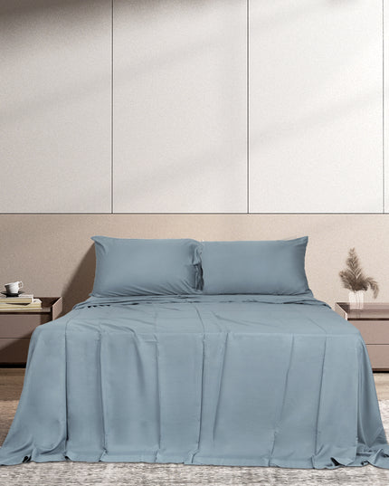 Dreamz 4pcs Double Size 100% Bamboo Bed Sheet Set in Grey Colour-1973194025527808007