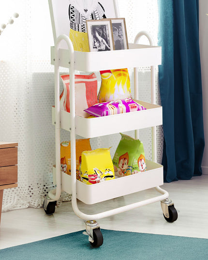 Levede 3 Tiers Kitchen Trolley Cart White-1973193877229801478