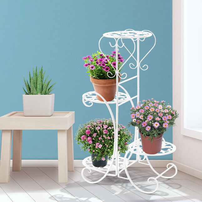 Levede Plant Stand Outdoor Indoor Metal White-1973193772690968583