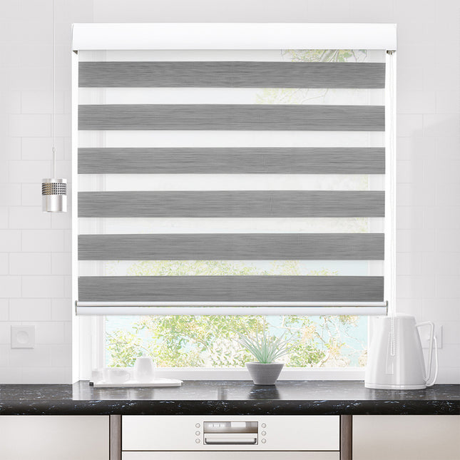 Marlow Blackout Zebra Roller Blind Curtains 90x210 Grey-1973194066216751111