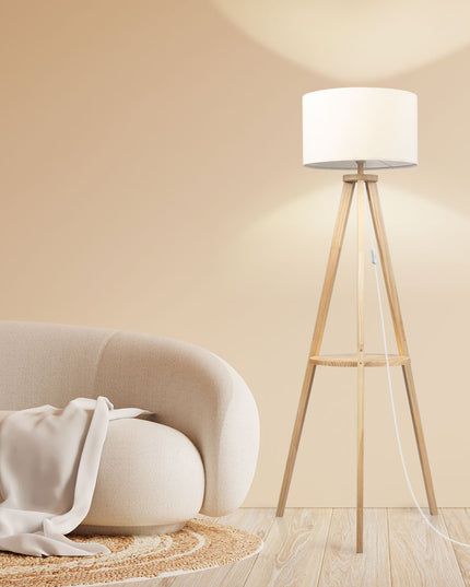 EMITTO Tripod Floor Lamp with Shelf