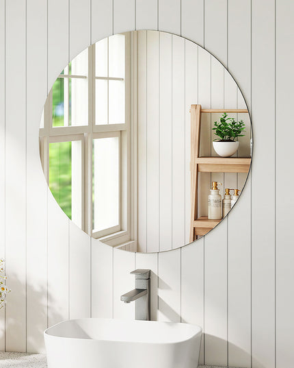 Yezi 50cm Round Wall Mirror Frameless Tempered Glass-1973193573570580487
