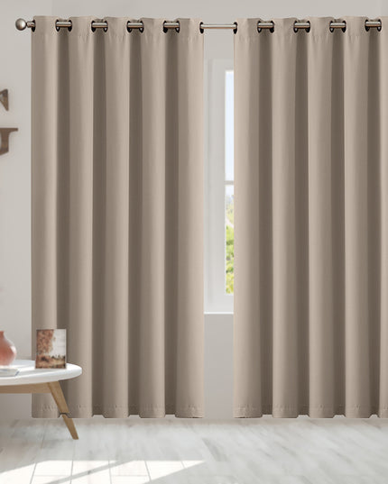 2x Blockout Curtains Panels 3 Layers Beige-1973194063431733254