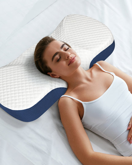 Dreamz Memory Foam Pillow Pillowcase Supprt Blue Rebound-1973193536178360327