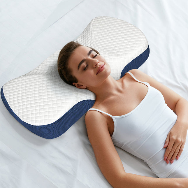 Dreamz Memory Foam Pillow Pillowcase Supprt Blue Rebound-1973193536178360327