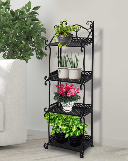 Levede Plant Stand 4 Tiers Outdoor Indoor Black-1973193777631858695