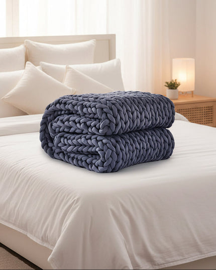 Dreamz Weighted Blanket Queen 9KG Chunky Dark Grey