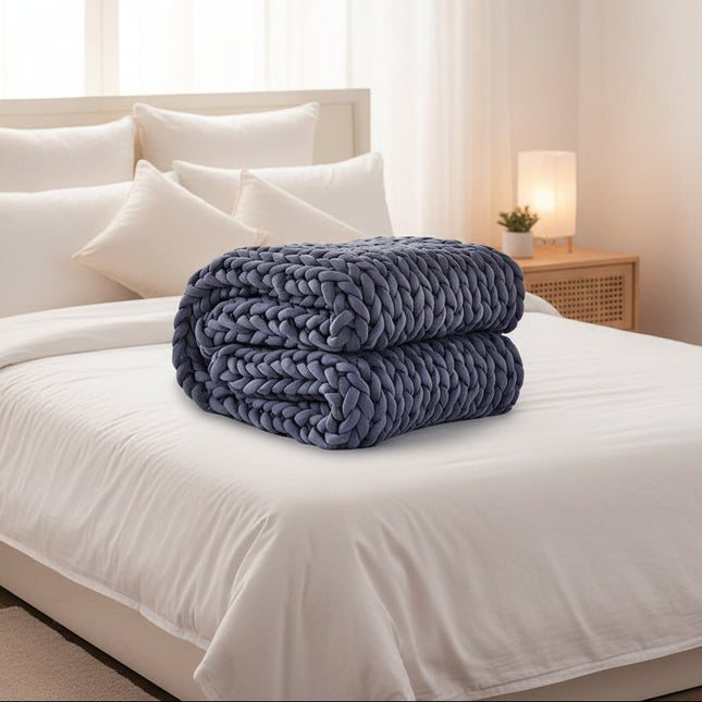 Dreamz Weighted Blanket Queen 9KG Chunky Dark Grey
