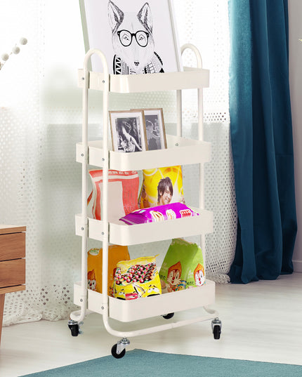 Levede 4 Tiers Kitchen Trolley Cart White-1973193877846364167