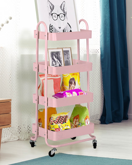 Levede 4 Tiers Kitchen Trolley Cart Pink-1973193877636648967