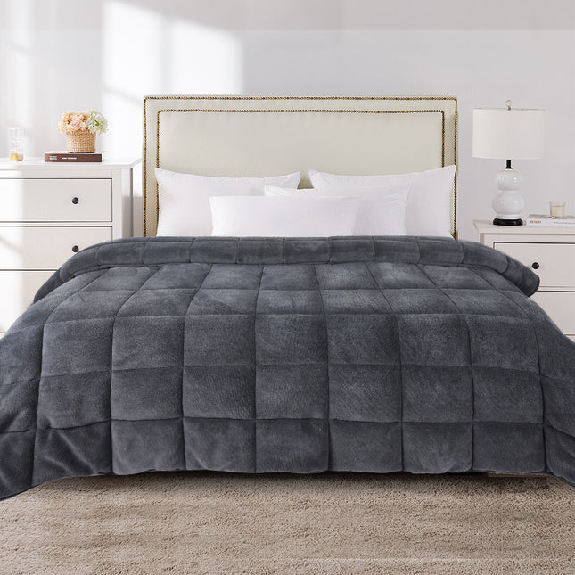 DreamZ Quilt Doona Comforter Blanket Grey Super King-1973193700104343559