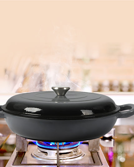 3.5L Enamel Dutch Oven Pan in Black Colour-1975420477065269255