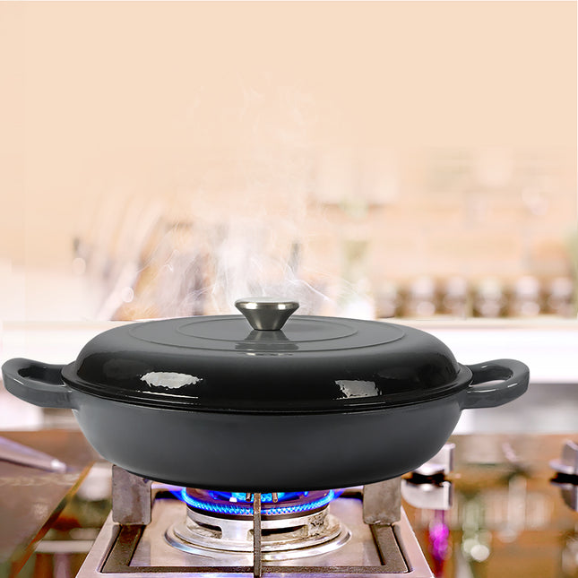 3.5L Enamel Dutch Oven Pan in Black Colour-1975420477065269255