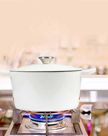 TOQUE 4L Enamel Dutch Oven Pot in White Colour-1973193930958835719