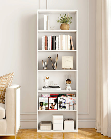 Levede 6 Tier Book Shelf Adjustable Shelves White-1984023719693127687